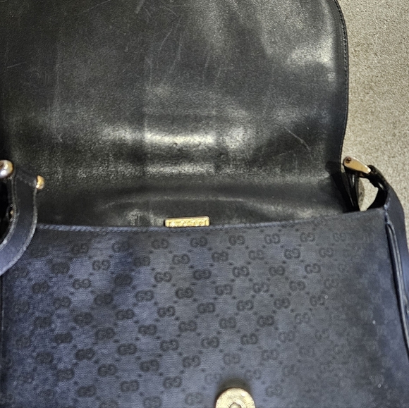 Vintage GUCCI  Crossbody bag Shoulder  micro GG PVC Leather Black/BlackFlap Sn - Picture 4 of 16